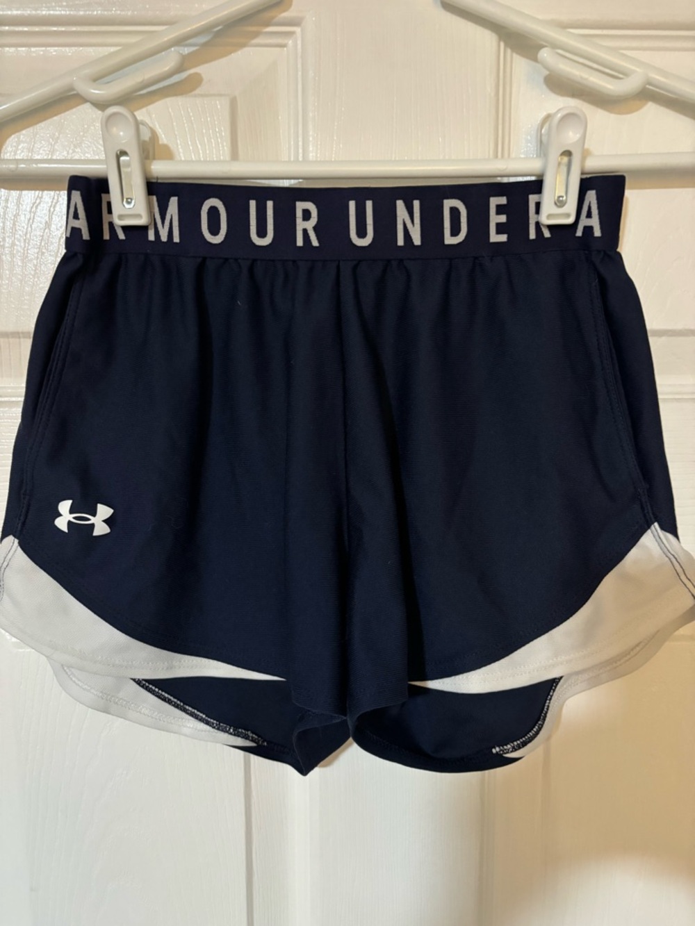 Under Armour Navy and White Women's Athletic Running Shorts
